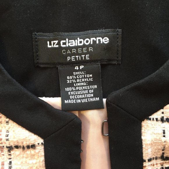 Liz Claiborne Pink and Brown Tweed Blazer Size 4P - Picture 4 of 5